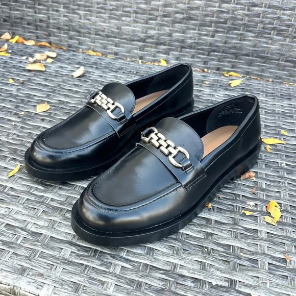 H&M Women’s Black Leather Loafers Size 9 - Picture 5 of 12